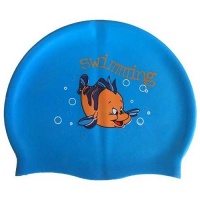 Шапочка для плавания силиконовая с рисунком RH-С30 (голубая)